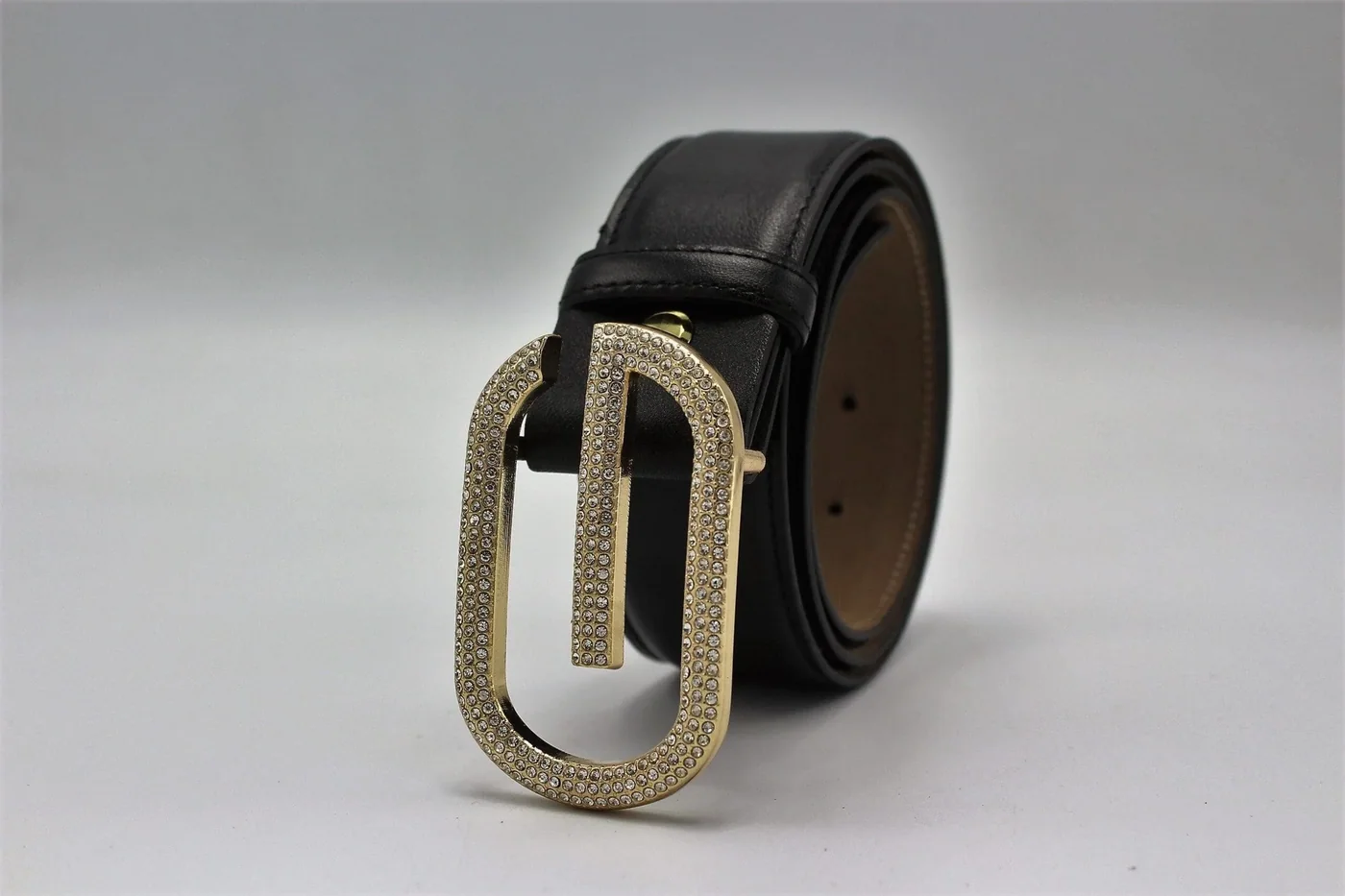 G Diamond Gold Buckle Leather Belt