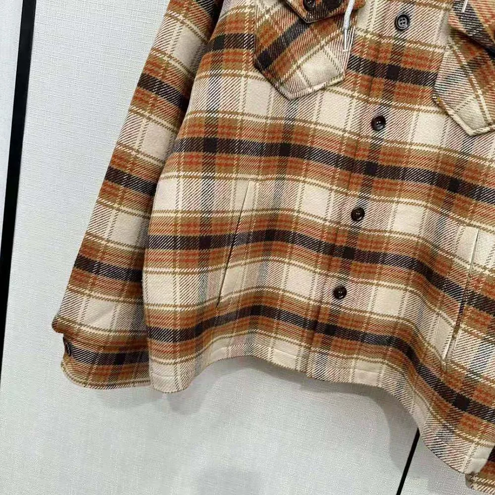 Celine Hooded Overshirt in Checked Wool for Men Celine Hooded Overshirt in Checked Wool for Men