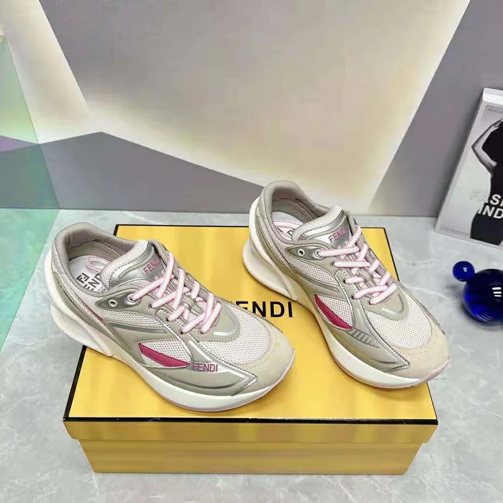 Fendi First 1 Beige Fabric Running Shoes for Women Fendi First 1 Beige Fabric Running Shoes for Women