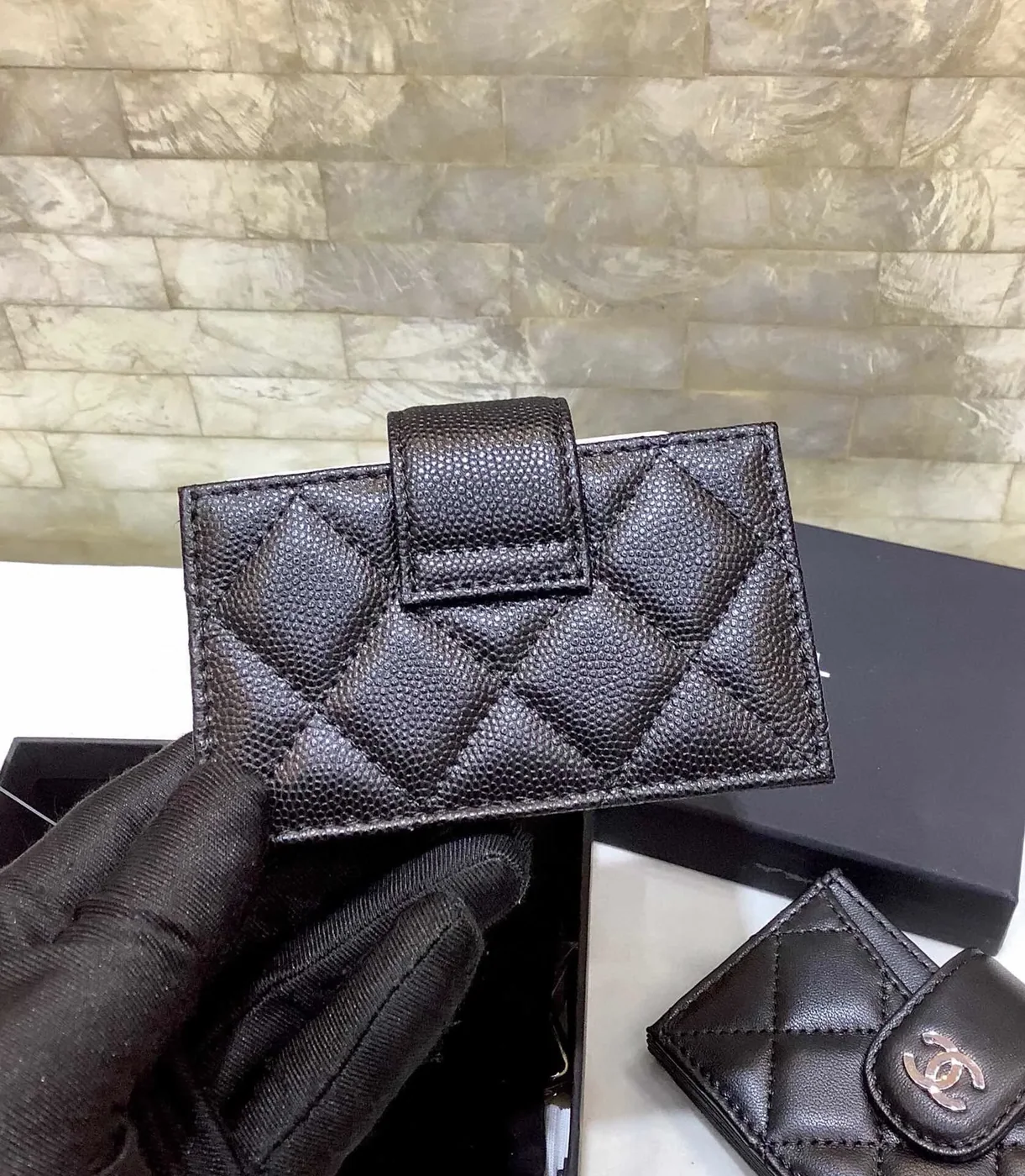 Chanel CO-CO Card Holder Wallet Black Gold Hardware / Chanel CO-CO Card Holder Wallet Black Gold Hardware /