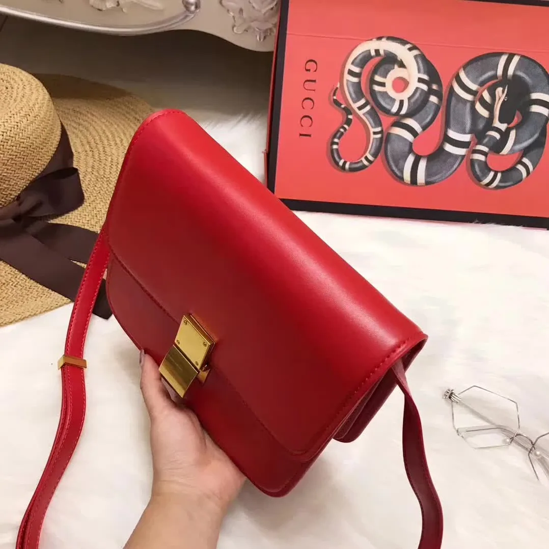 Celine Medium Classic Bag in Box Calfskin Leather in Red