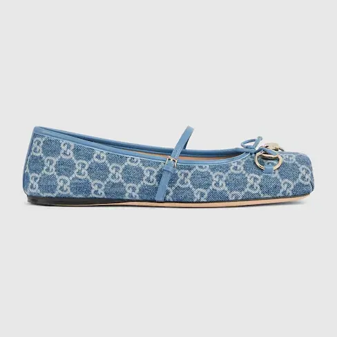 Gucci Horsebit Ballet Flats Blue Denim Gucci Horsebit Ballet Flats Blue Denim