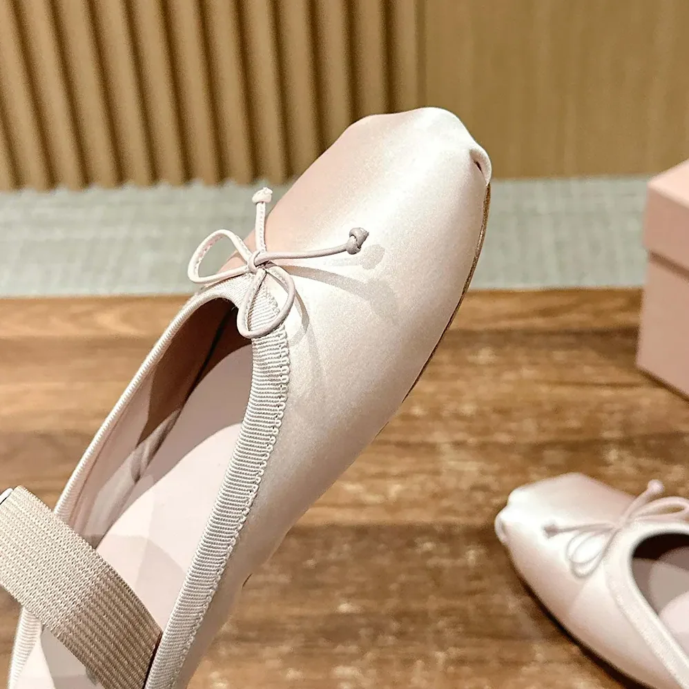 Miu Miu Satin Ballerina Mules for Women in Pink Miu Miu Satin Ballerina Mules for Women in Pink