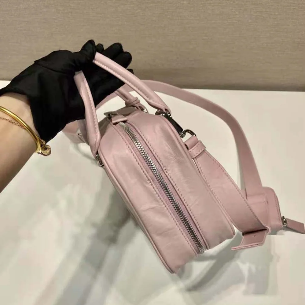 Prada Medium Antique Nappa Leather Top Handle Bag for Women in Pink