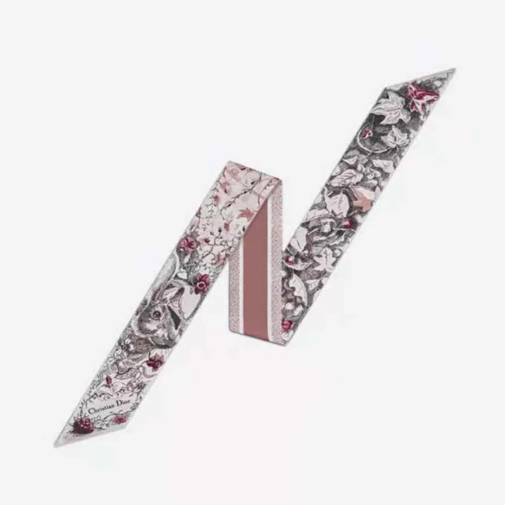 Dior Jardin Magique Mitzah Scarf Pink Multicolor Silk Twill for Women Dior Jardin Magique Mitzah Scarf Pink Multicolor Silk Twill for Women