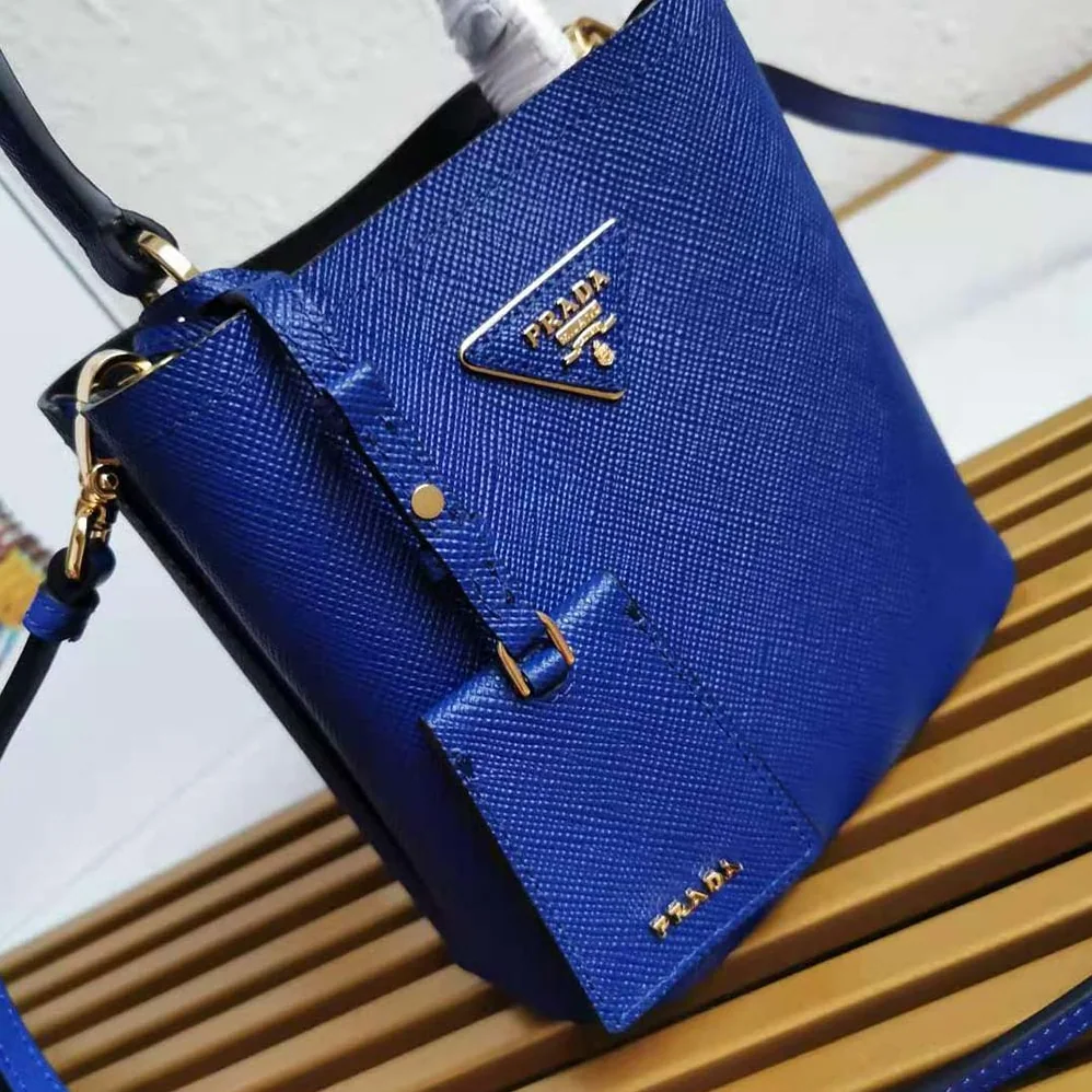 Prada Small Saffiano Leather Prada Panier Bag for Women in Navy Prada Small Saffiano Leather Prada Panier Bag for Women in Navy