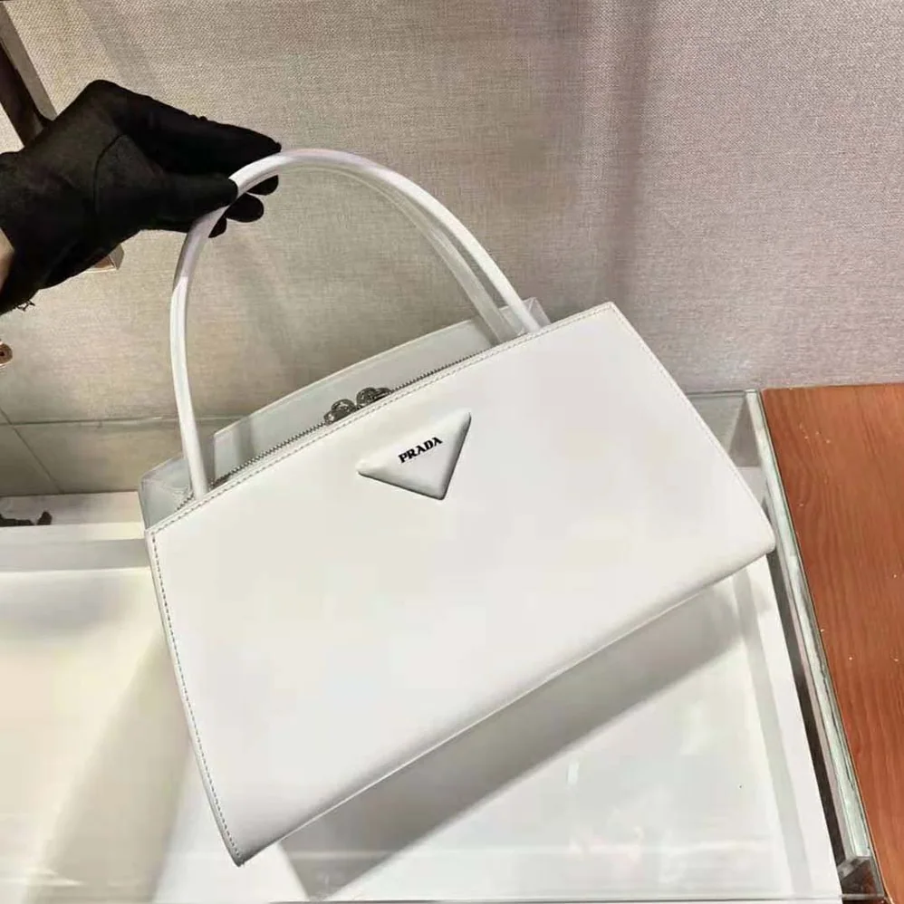 Prada Brushed Leather Handbag for Women in White