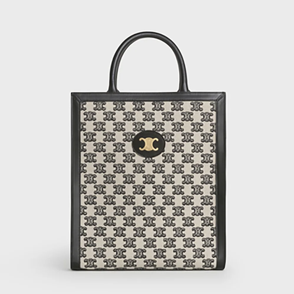 Celine Small Cabas Vertical in Textile with Triomphe Embroidery for Women