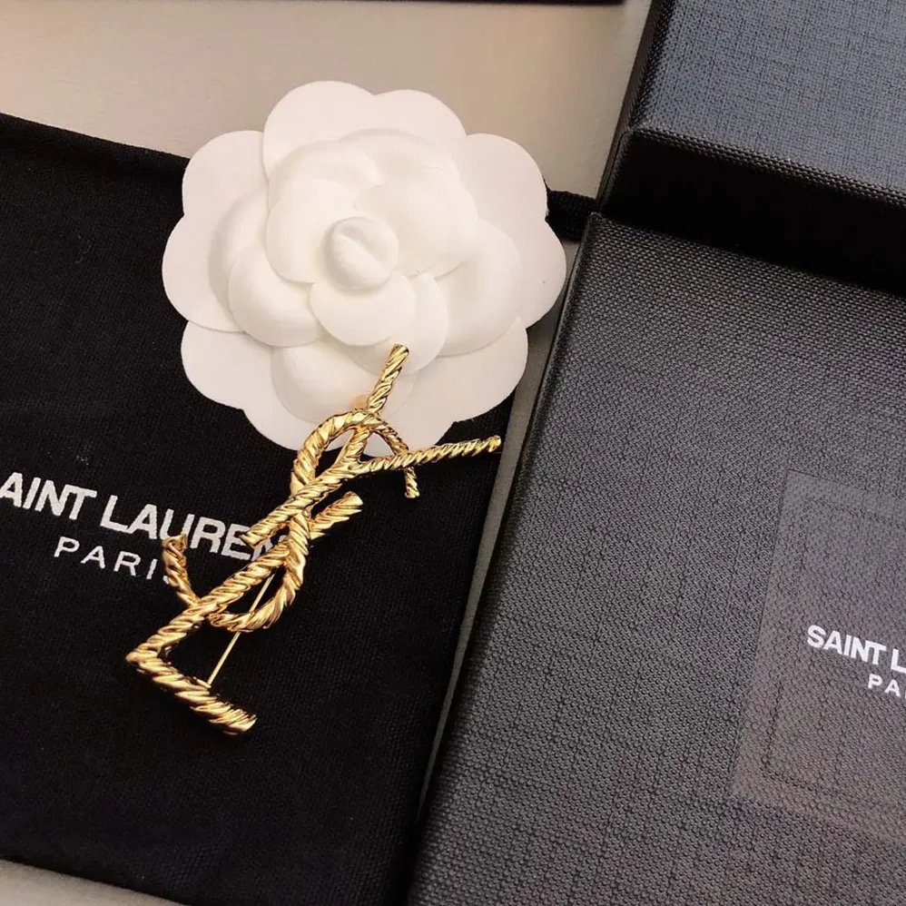 Saint Laurent YSL Cassandre YSL Brooch in Metal for Women Saint Laurent YSL Cassandre YSL Brooch in Metal for Women