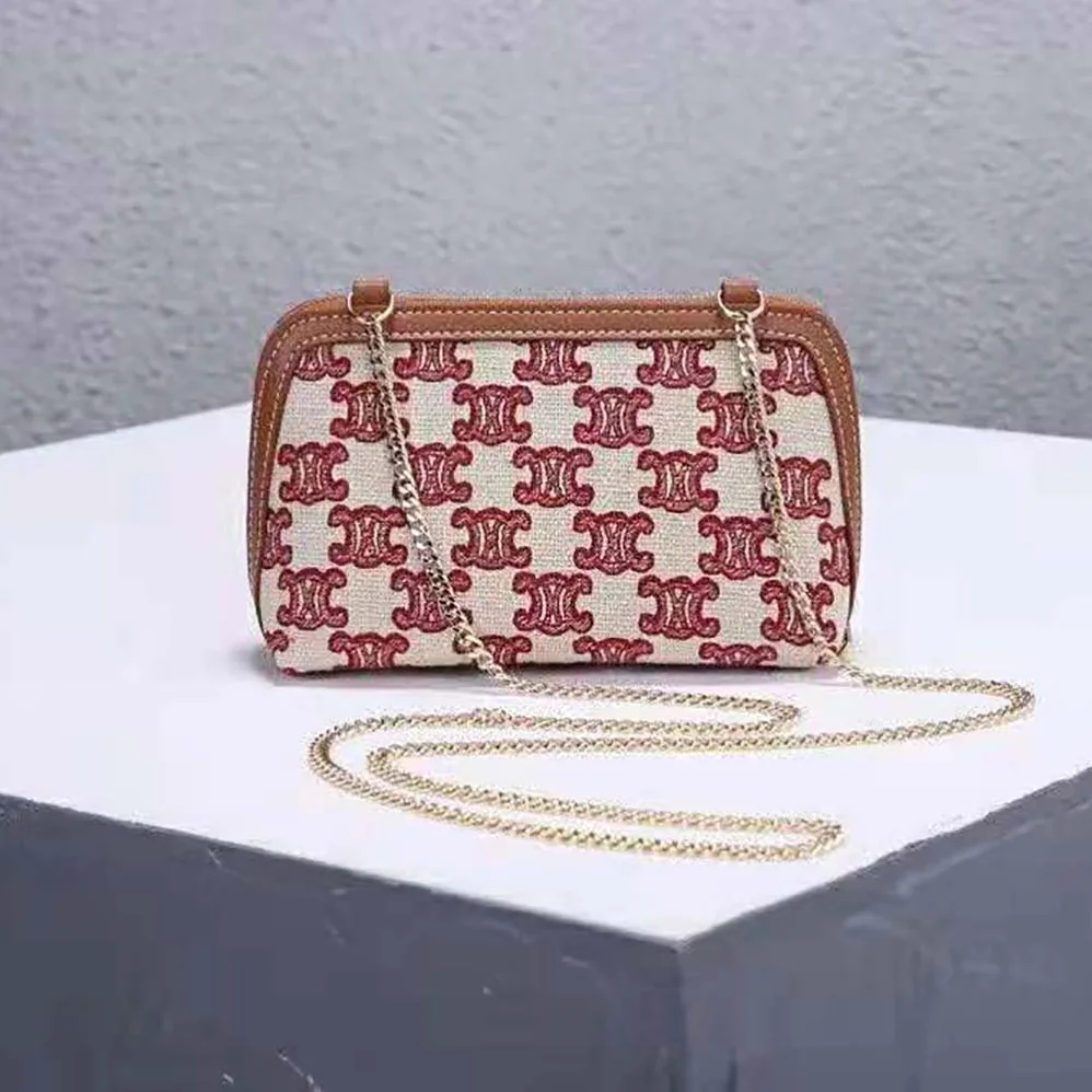 Celine Clutch on Chain in Textile with Triomphe Embroidery for Women Celine Clutch on Chain in Textile with Triomphe Embroidery for Women