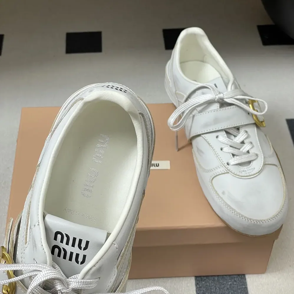 Miu Miu Gymnasium Leather Sneakers With Strap and Buckle for Women