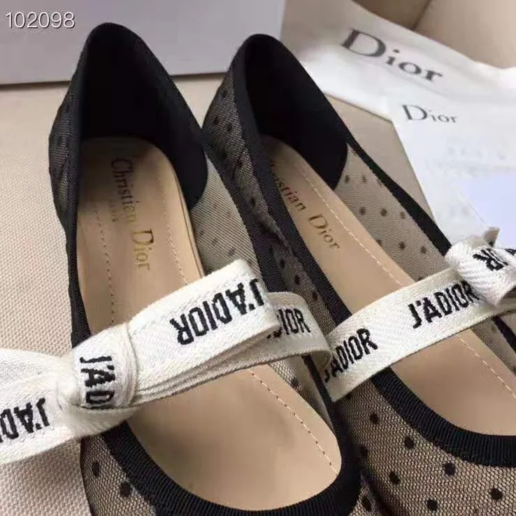 Dior Miss J'Adior Dotted Swiss Tulle Ballet Pump for Women in Black Dior Miss J'Adior Dotted Swiss Tulle Ballet Pump for Women in Black
