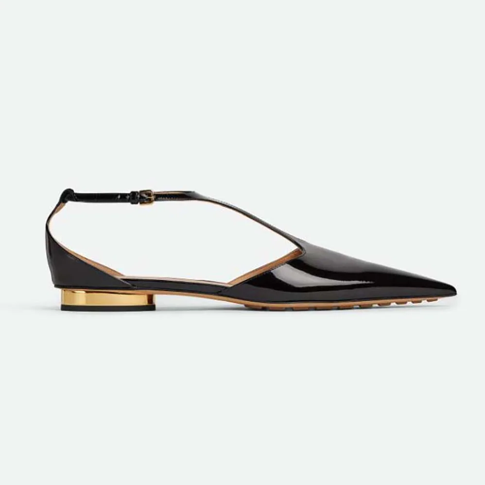 Bottega Veneta Rocket T-Bar Ballerina Flat Laminated Leather T-bar Ballerina for Women in Black Bottega Veneta Rocket T-Bar Ballerina Flat Laminated Leather T-bar Ballerina for Women in Black