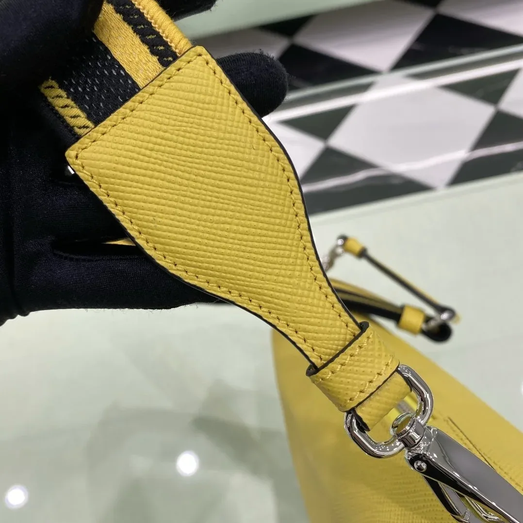 Prada Saffiano Triangle Shoulder Bag / Yellow Silver Hardware 2VH155_2FAD_F0377_V_OOO Prada Saffiano Triangle Shoulder Bag / Yellow Silver Hardware 2VH155_2FAD_F0377_V_OOO