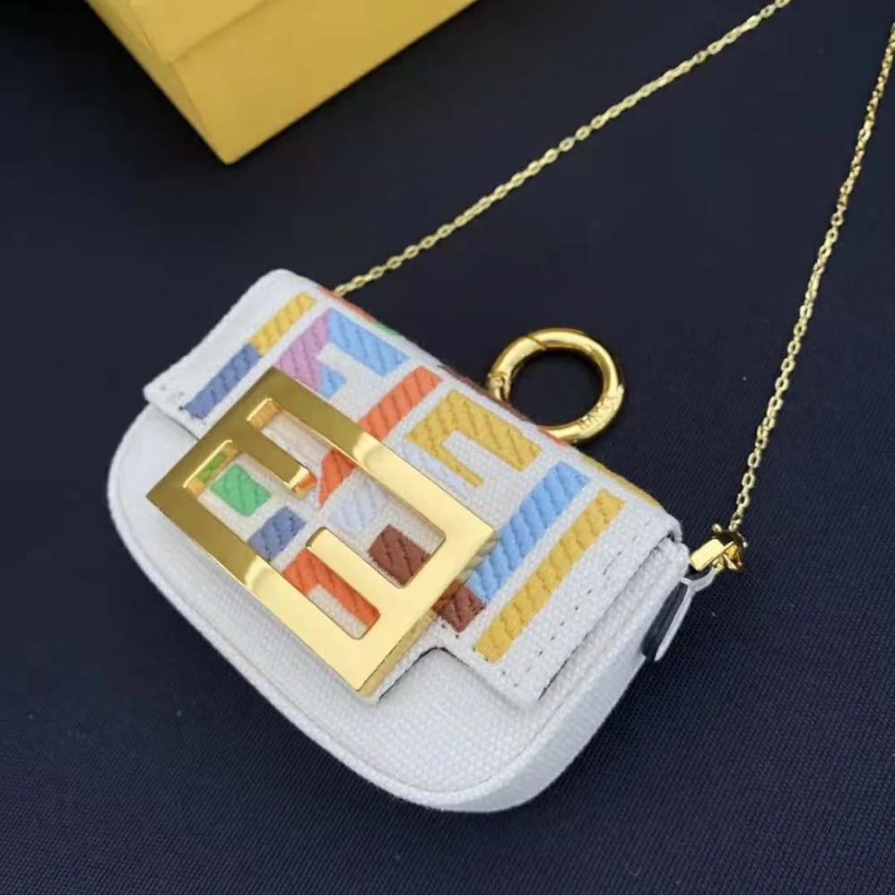 Fendi Nano Baguette Charm Beige Canvas Charm for Women
