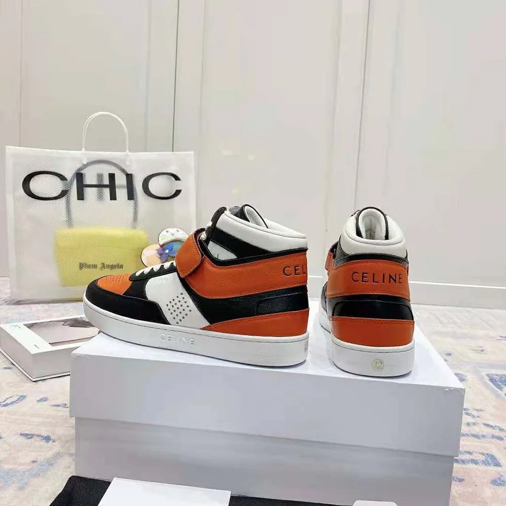 Celine CT-03 High Sneaker with Scratch in Calfskin for Men in Orange