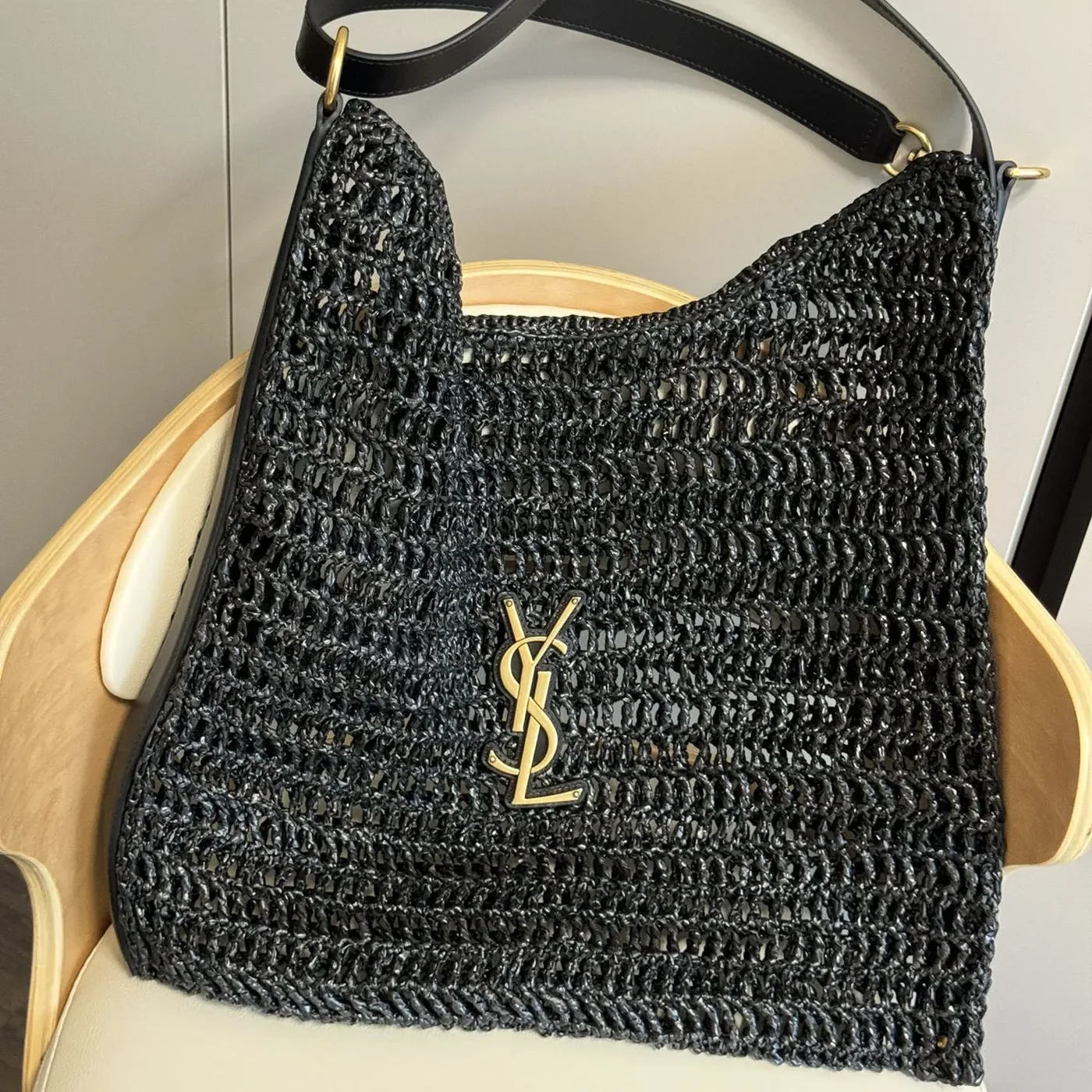 Saint Laurent YSL Oxalis Bag in Raffia Macramé for Women
