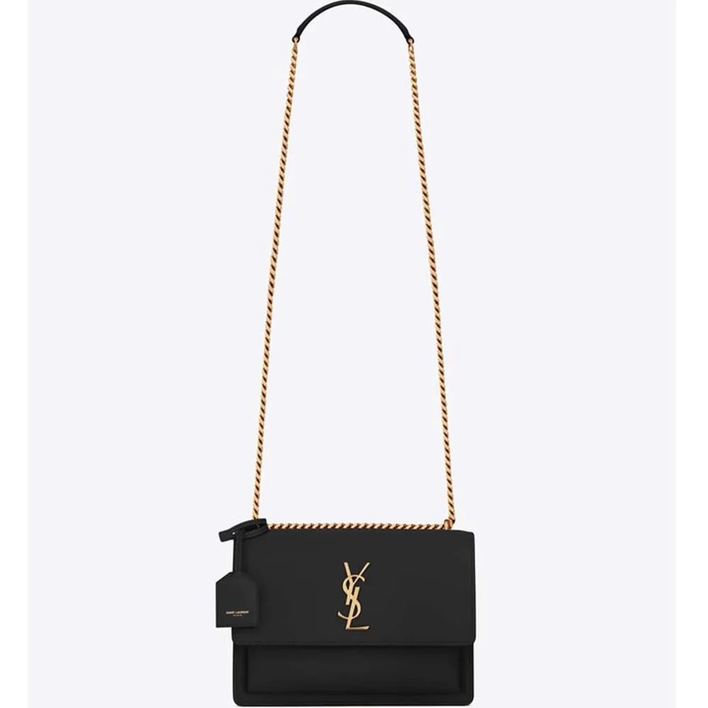 Saint Laurent YSL Sunset Medium in Smooth Leather for Women in Black Saint Laurent YSL Sunset Medium in Smooth Leather for Women in Black
