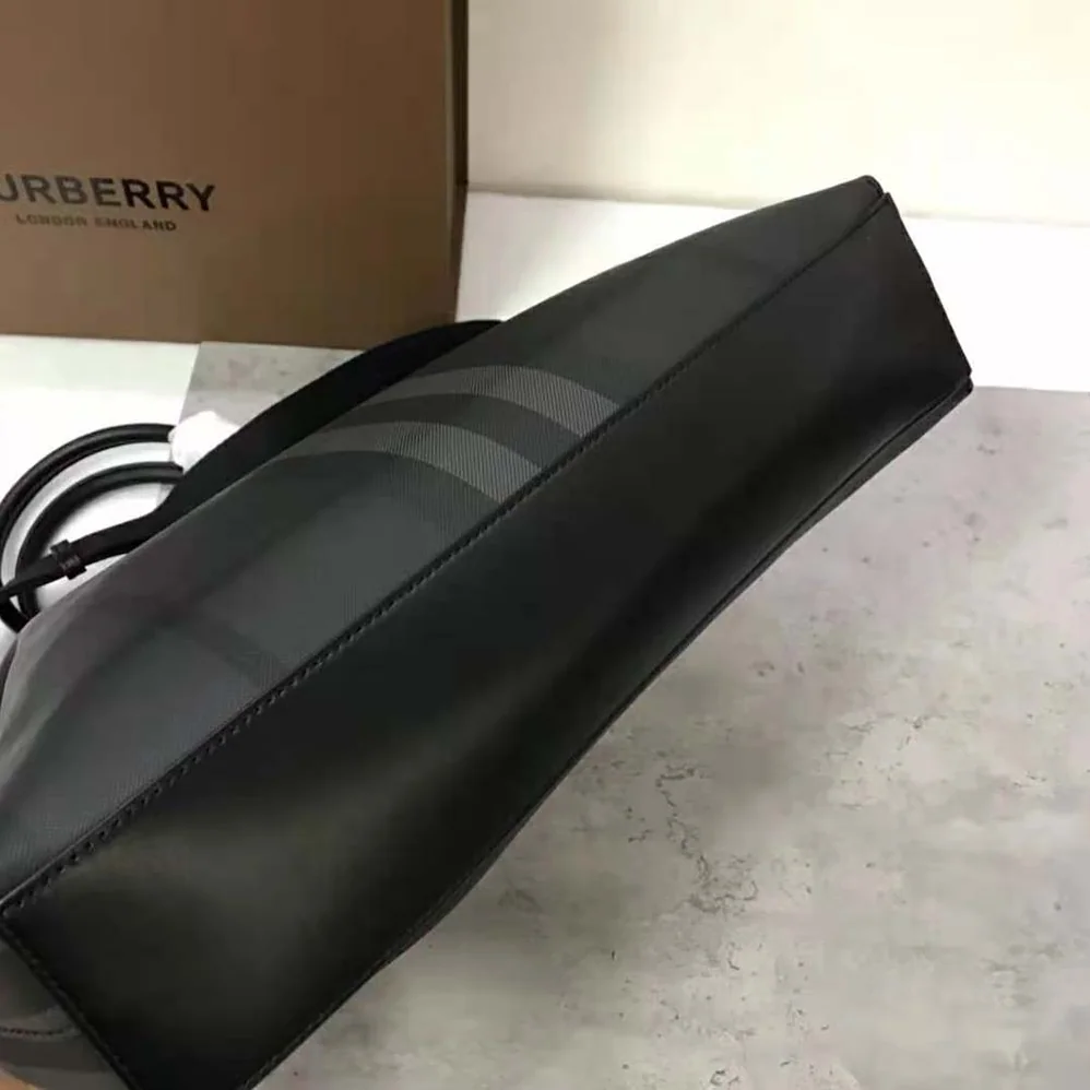 Burberry Charcoal Check and Leather Tote for Men in Black
