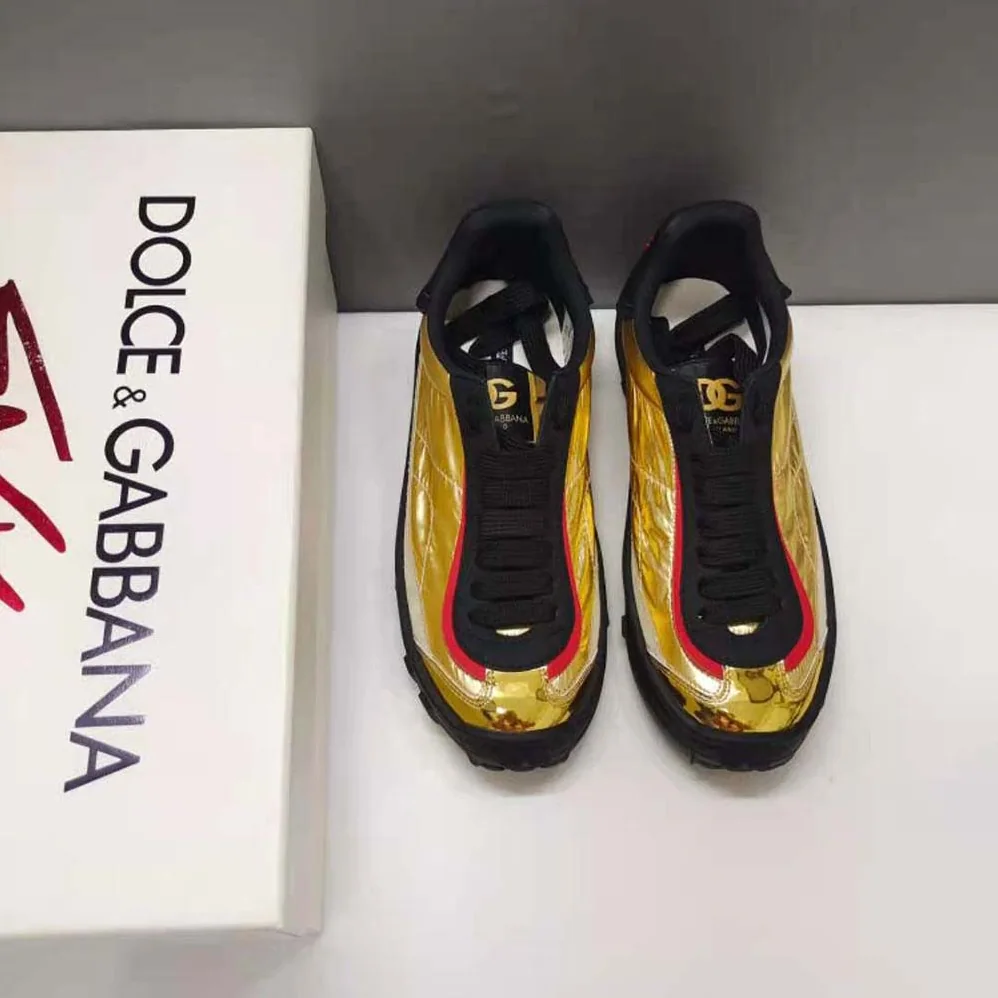 Dolce Gabbana D&G Mixed-material Old Runner Sneakers for Men in Gold Dolce Gabbana D&G Mixed-material Old Runner Sneakers for Men in Gold