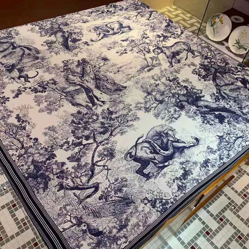 Dior Toile De Jouy Square Scarf Blue Silk Twill for Women Dior Toile De Jouy Square Scarf Blue Silk Twill for Women