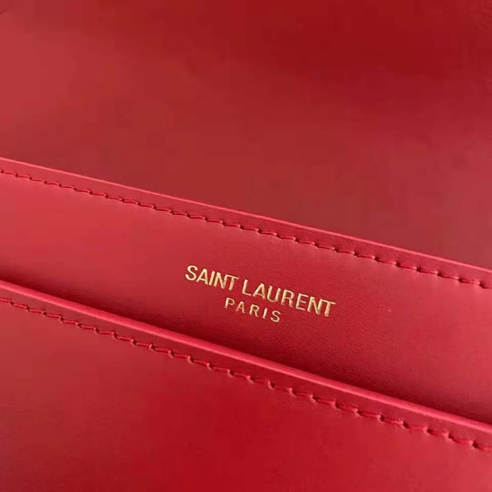 Saint Laurent YSL LE Maillon Satchel in Smooth Leather for Women in Red