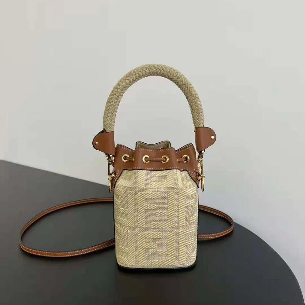 Fendi Mon Tresor Natural Straw Mini for Women in bag with FF Embroidery Fendi Mon Tresor Natural Straw Mini for Women in bag with FF Embroidery