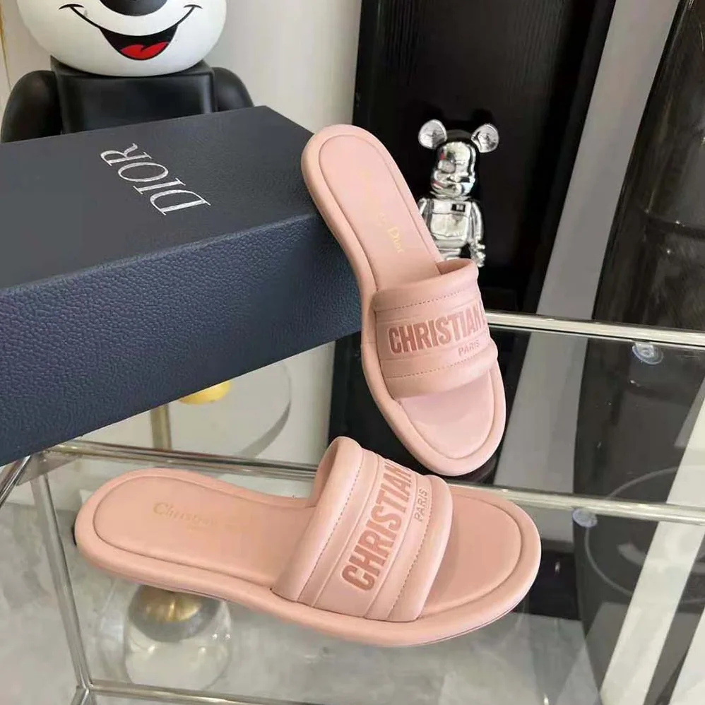 Dior Every-D Slide Pink Embossed Lambskin for Women