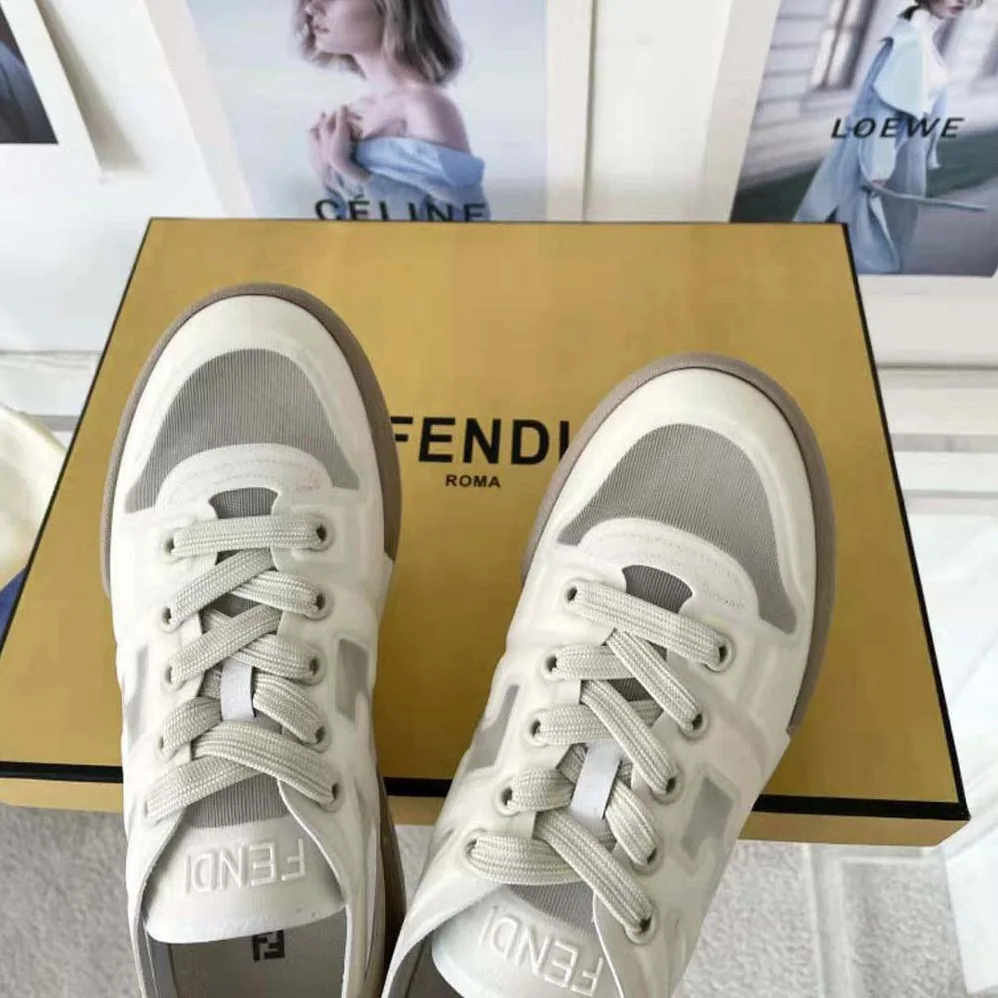 Fendi Match White Mesh Low Tops for Unisex Fendi Match White Mesh Low Tops for Unisex