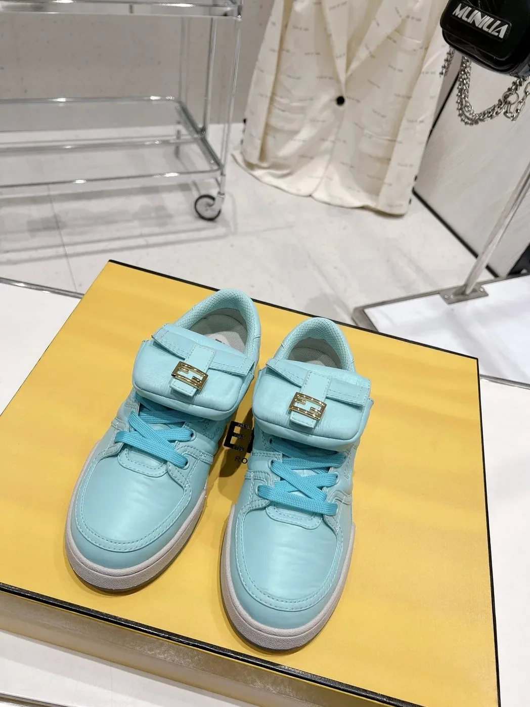 FD Fendi Match Lace-Up Low in Top Sneakers Blue FD Fendi Match Lace-Up Low in Top Sneakers Blue