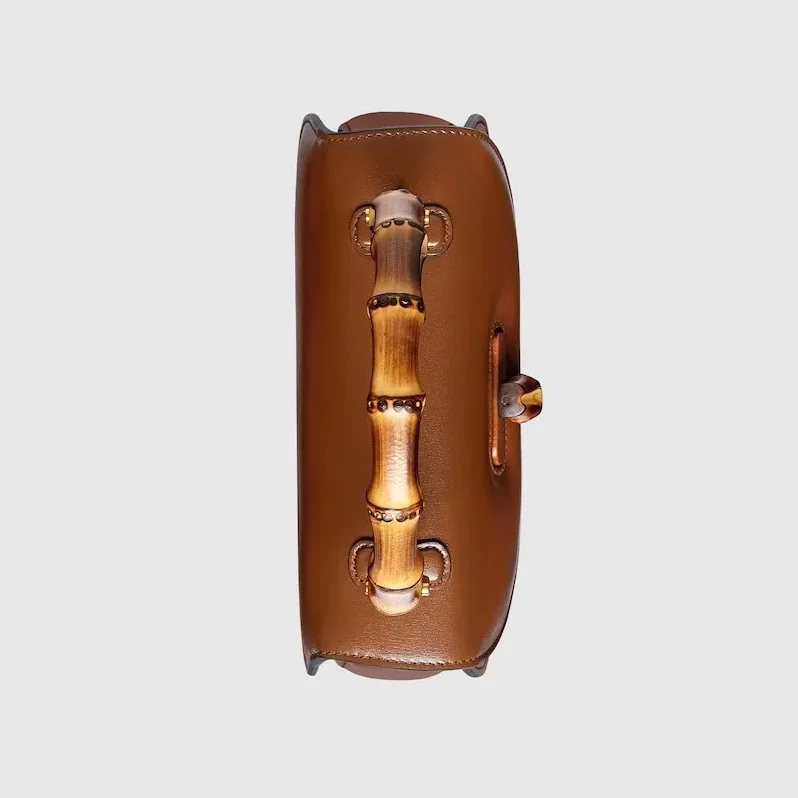Gucci Bamboo 1947 Small Top Handle Bag in Brown Gold Hardware