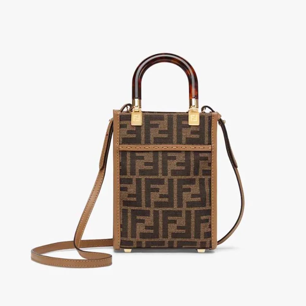 Fendi Mini Sunshine Shopper Brown FF Fabric Mini for Women in Bag Fendi Mini Sunshine Shopper Brown FF Fabric Mini for Women in Bag