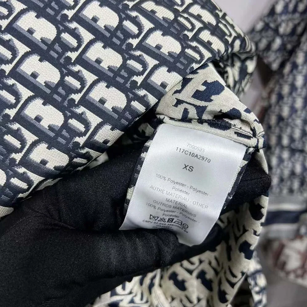 Dior Hooded Anorak Blue and Ecru Technical Taffeta Jacquard with Dior Oblique Motif for Women