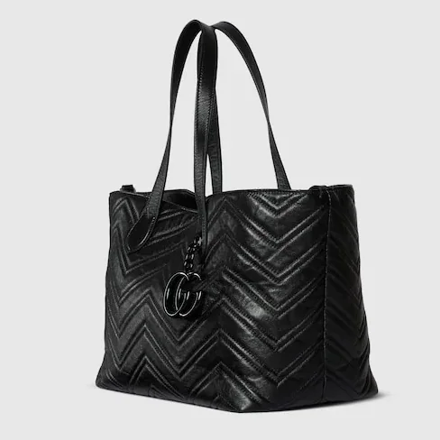 Gucci Marmont Medium Tote Bag in Black Tonal Enameled Hardware
