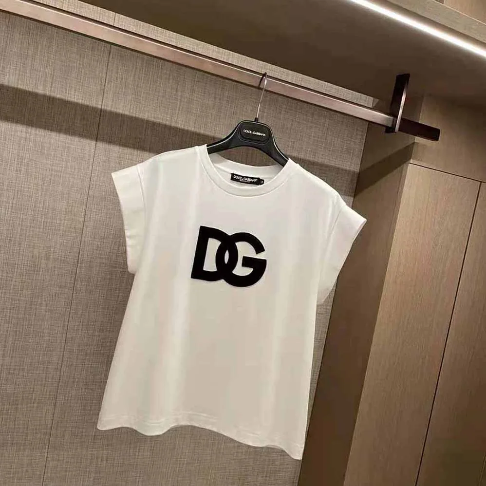Dolce Gabbana D&G Lnterlock T-shirt with Satin DG Patch for Women