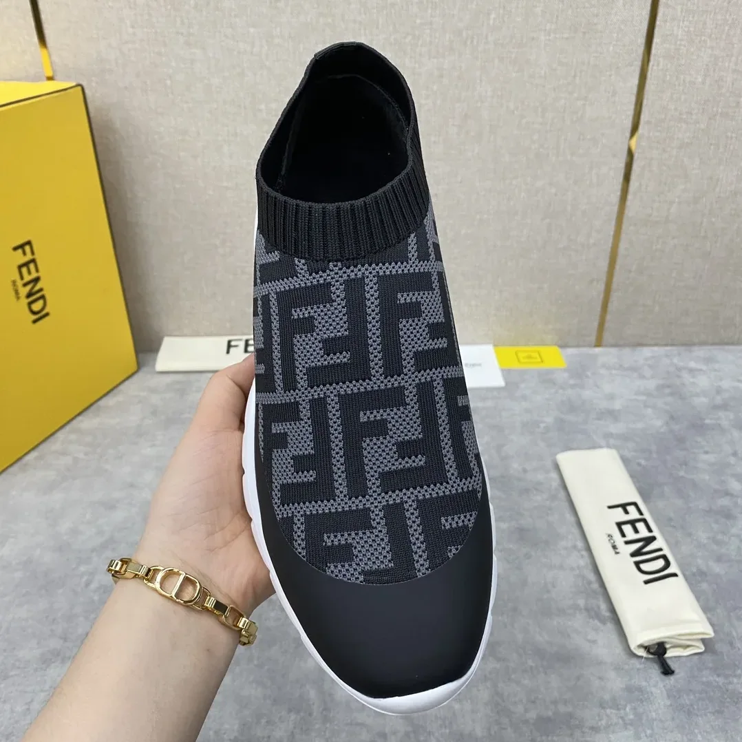 Fendi FD Slip-On Sneakers Black And Grey Fendi FD Slip-On Sneakers Black And Grey