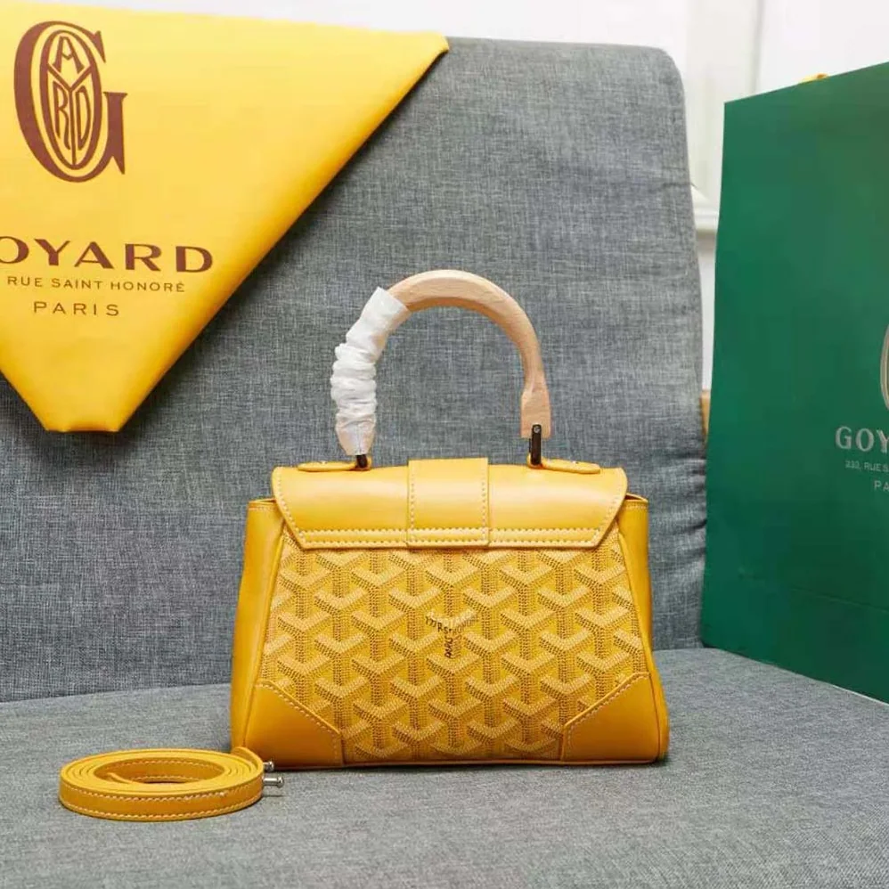 Goyard Sac Saïgon Souple Mini in Toile Goyardine & Chevroches Calfskin for Women in Yellow Goyard Sac Saïgon Souple Mini in Toile Goyardine & Chevroches Calfskin for Women in Yellow