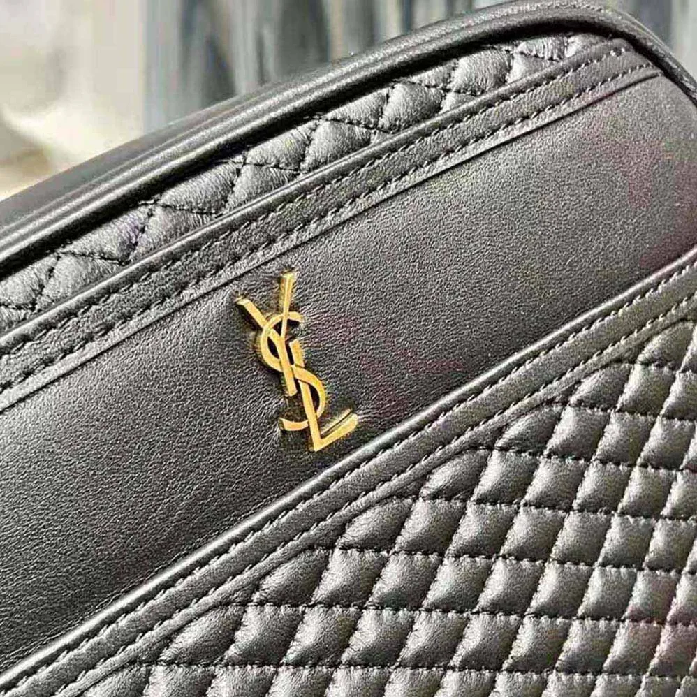 Saint Laurent YSL Victoire Camera Bag in Quilted Lambskin for Women in Black