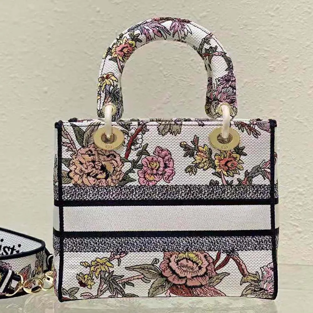 Dior Medium Lady D-lite Bag Multicolor Dior Jardin Botanique Embroidery for Women