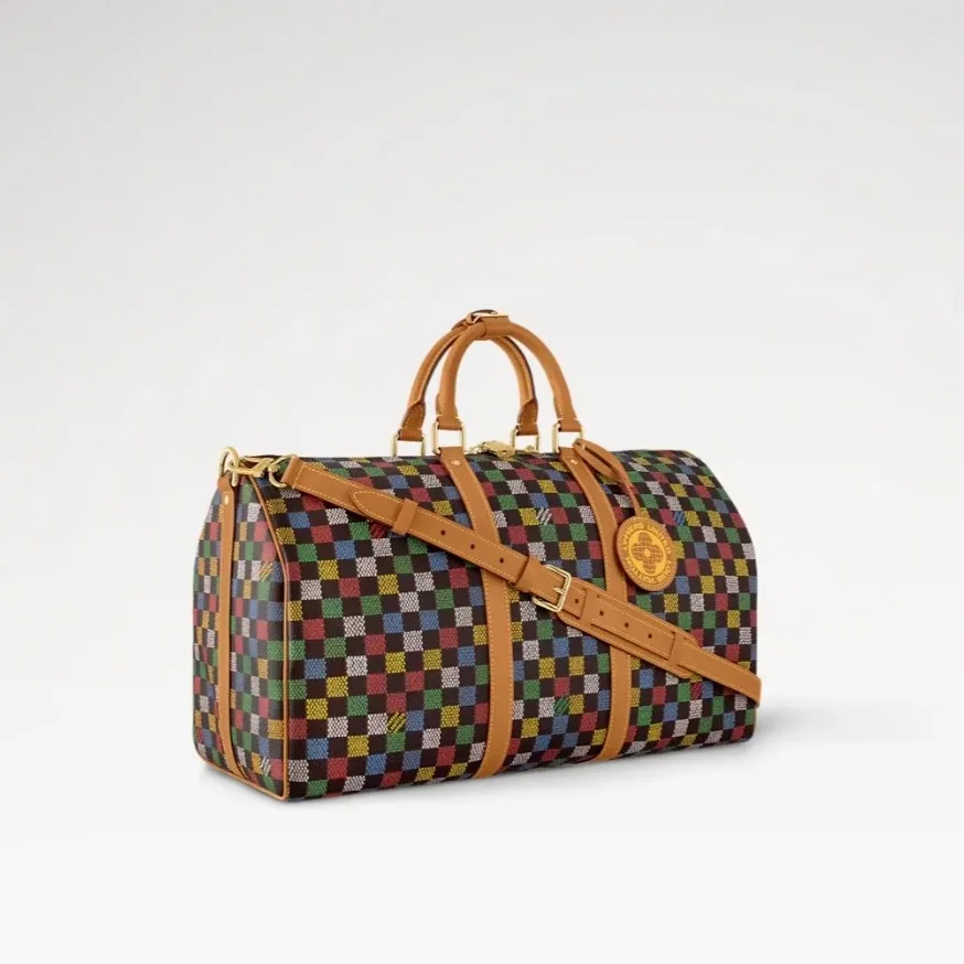Louis Vuitton Keepall Bandouliere 50 Travel Bag in Multicolor Aged Gold Hardware Louis Vuitton Keepall Bandouliere 50 Travel Bag in Multicolor Aged Gold Hardware