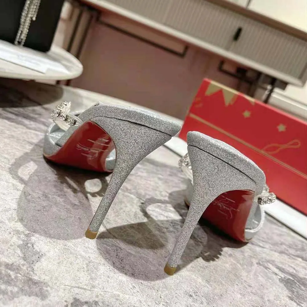 Christian Louboutin Planet Queen 100 mm Heel Height for Women in Silver Christian Louboutin Planet Queen 100 mm Heel Height for Women in Silver