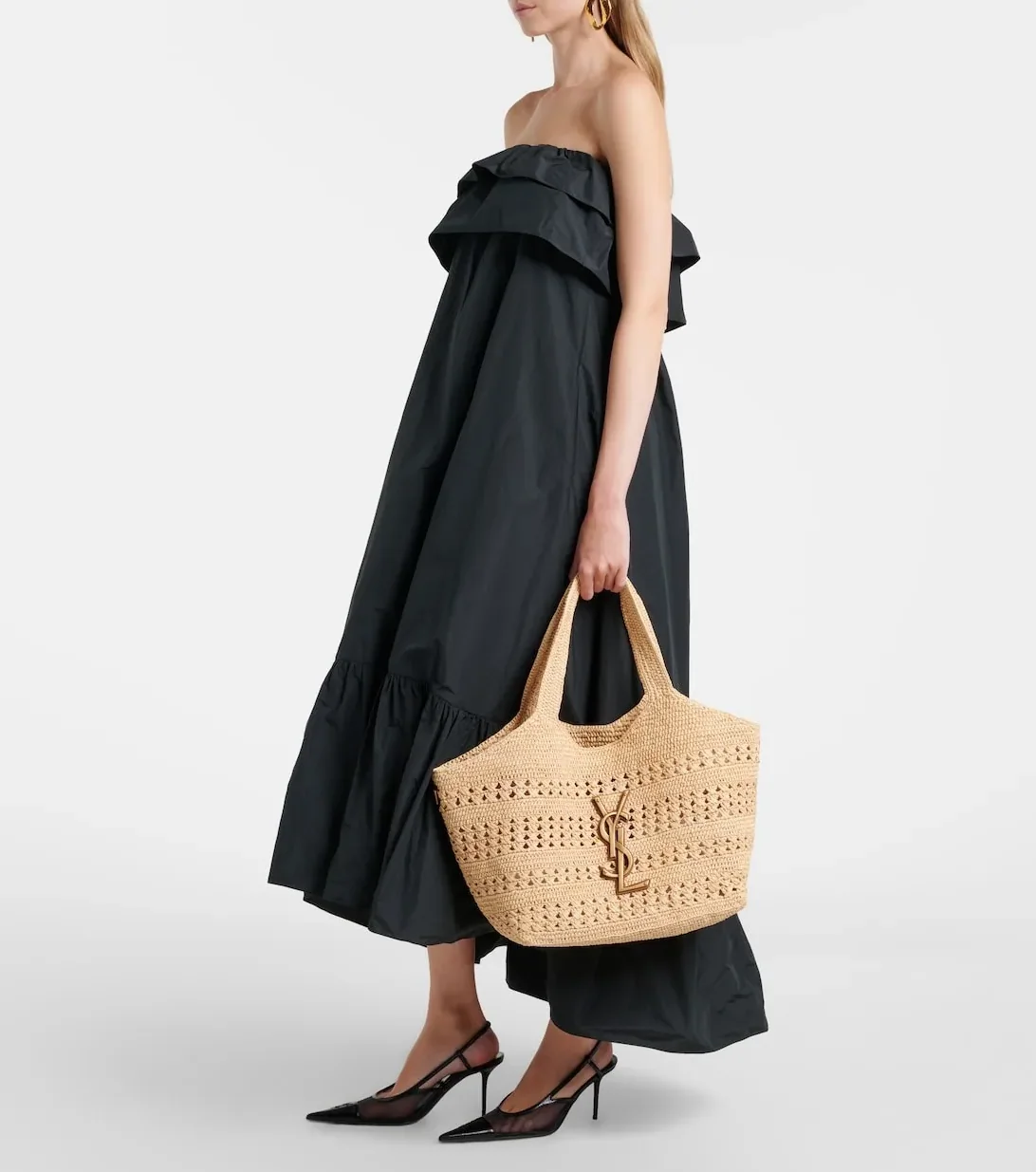 Saint Laurent Icare Medium Tote Bag in Natural Raffia Bronze Hardware Saint Laurent Icare Medium Tote Bag in Natural Raffia Bronze Hardware
