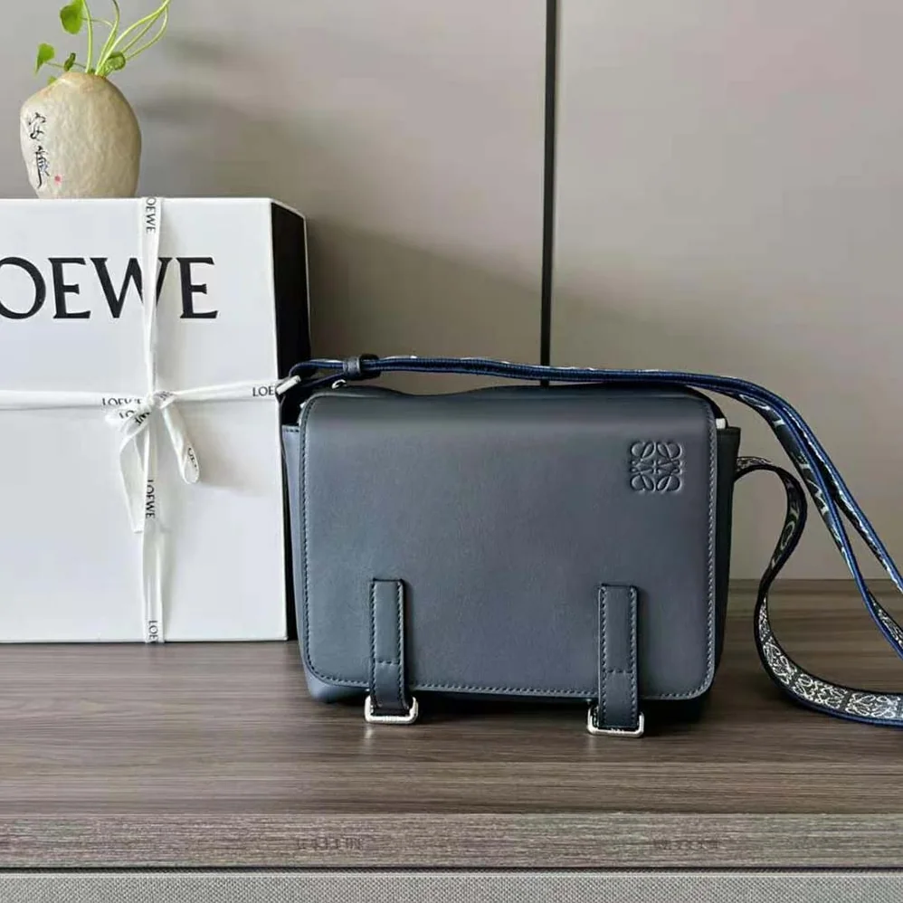 Loewe XS Military Messenger Bag in Supple Smooth Calfskin and Jacquard for Men Loewe XS Military Messenger Bag in Supple Smooth Calfskin and Jacquard for Men