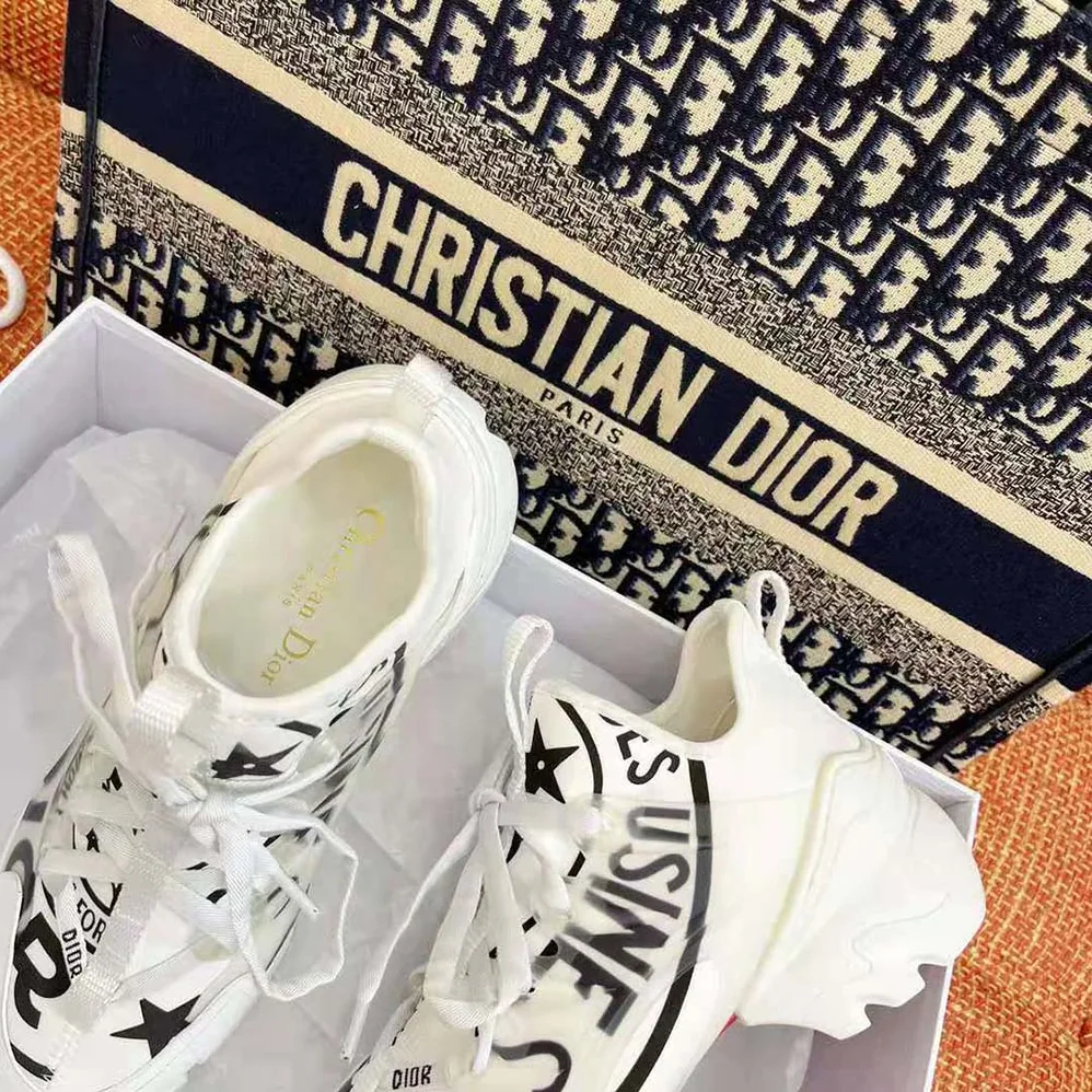 Dior D-Connect Sneaker White Technical Fabric with Dior Union Print for Women