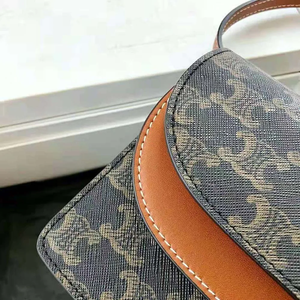Celine Wallet on Strap in Triomphe Canvas and Smooth Lambskin for Women in Tan