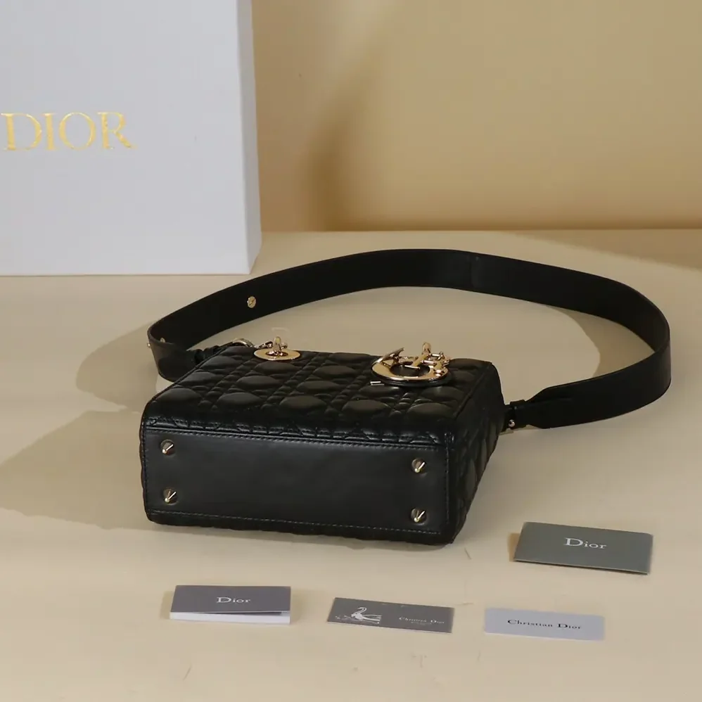 Dior Small Lady Dior My ABCDior Bag Black Cannage Lambskin for Women
