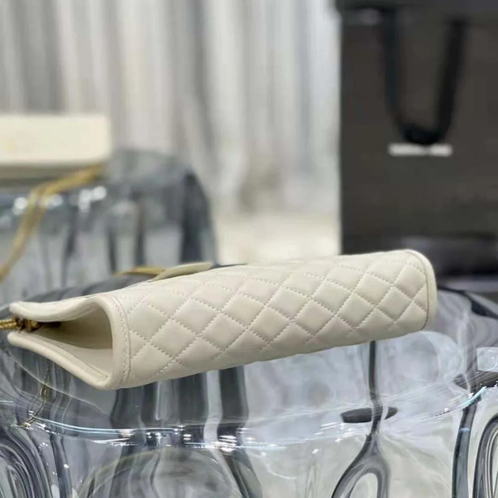 Saint Laurent YSL Victoire Baby Clutch in Leather for Women in White Saint Laurent YSL Victoire Baby Clutch in Leather for Women in White