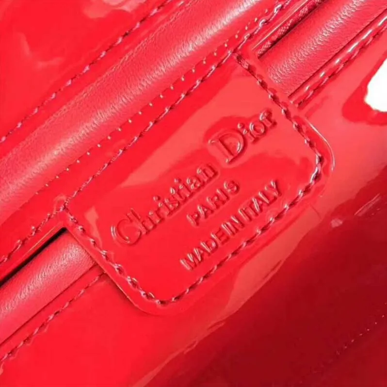 Dior Lady Dior Bag in Bright Patent Calfskin in Red