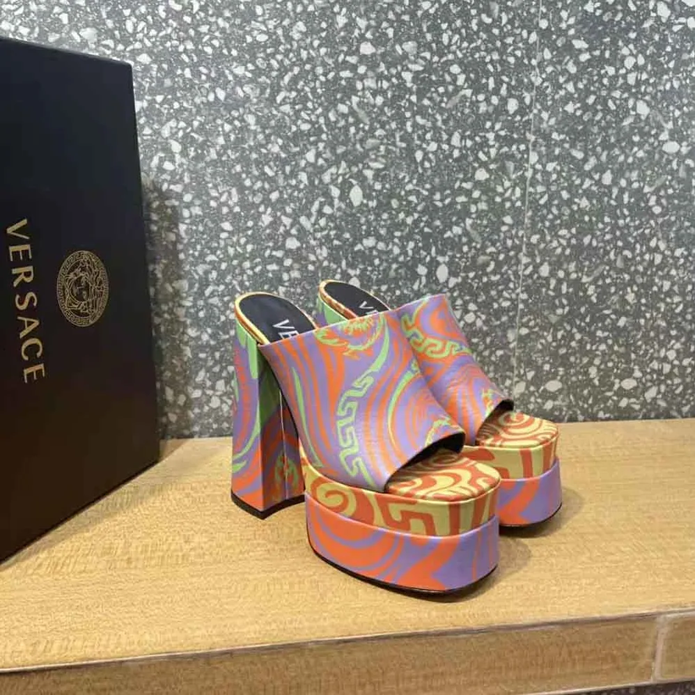Versace Medusa Music Platform Mules for Women in Purple Versace Medusa Music Platform Mules for Women in Purple
