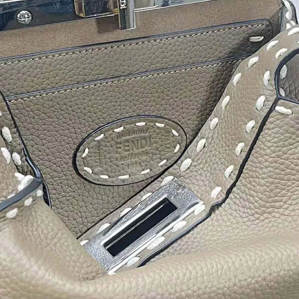 Fendi Peekaboo Iseeu Small Gray Full Grain Leather Bag for Women